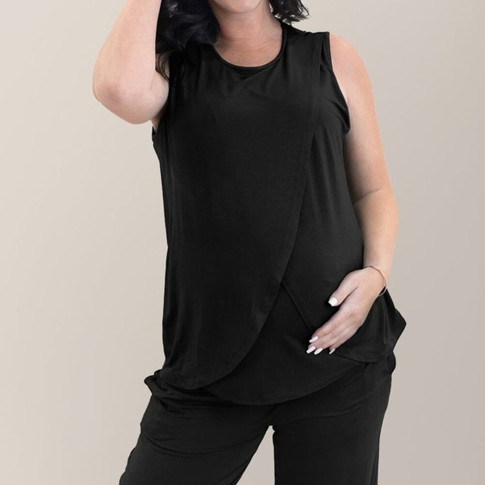 Kindred Bravely Nursing Tank Top SZ Large NEW Black Maternity Breastfeed Layer